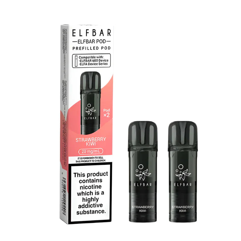 Elf Bar 600 Compliant Post June 1st Strawberry Kiwi Prefilled Pods Pack of 2