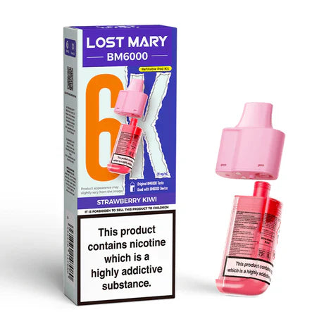 Lost Mary BM6000 Strawberry Kiwi Compliant Post June 1st Refillable Pod