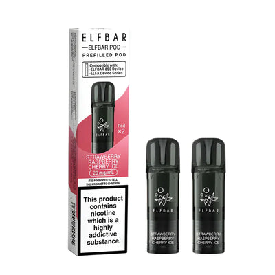 Elf Bar 600 Compliant Post June 1st Strawberry Raspberry Cherry Ice Prefilled Pods Pack of 2